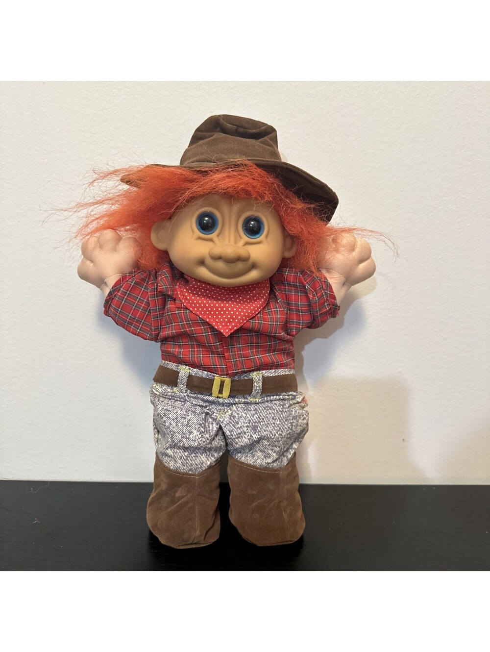 VTG Troll Doll Russ Buckaroo 12" Farm Berrie Plush Cowboy Orange Hair Soft Body